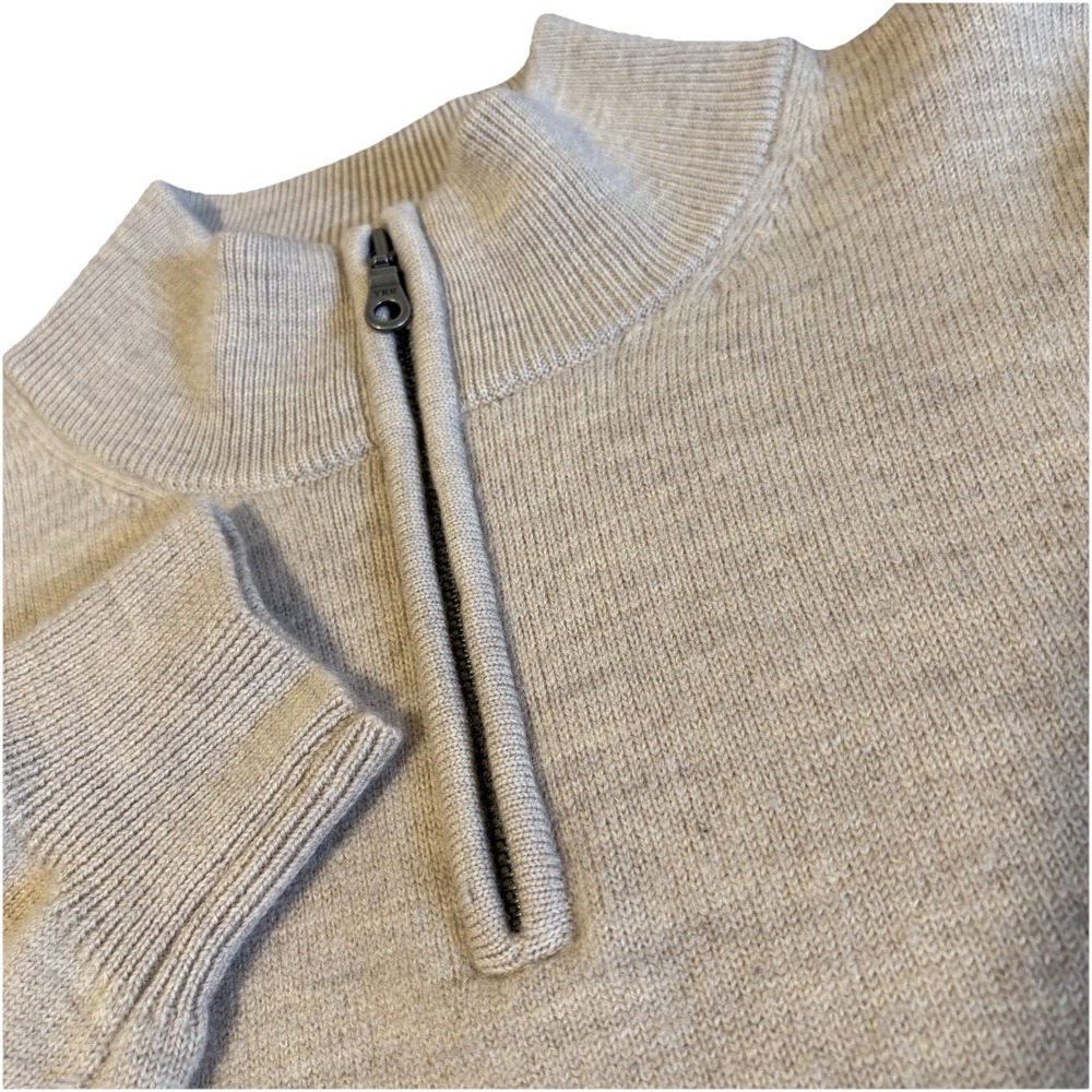 Giasone Italy Quarter Zip Sweater Mens XL Beige 100% Merino Wool Pullover NEW